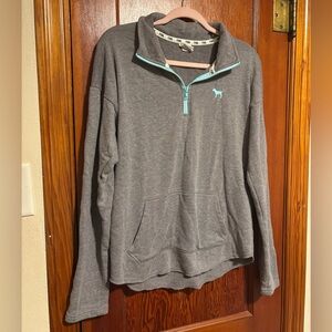 VICTORIAS SECRET PINK Gray Quarter Zip Pullover Sweater Womens Size Medium